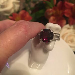 Judith Ripka size 5 silver ring red garnet
